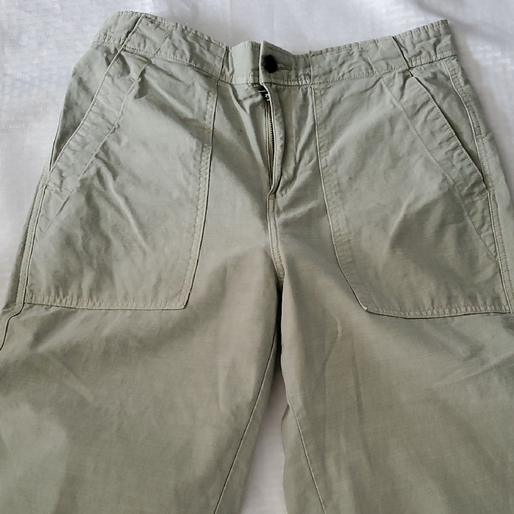 Everlane Green  Cropped Organic And Linen Blend  Pants with Relaxed Fit Sz 33 - Picture 2 of 12